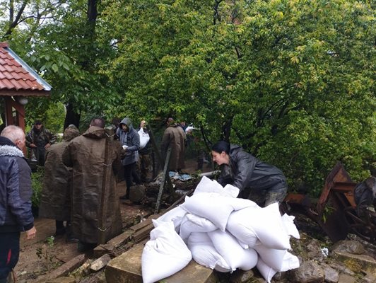 Военнослужещи помагат на бедстващите при наводнението в Берковица Снимка: Министерство на отбраната