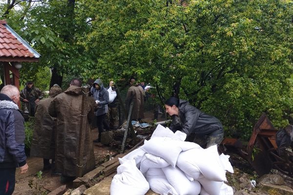 Военнослужещи помагат на бедстващите при наводнението в Берковица Снимка: Министерство на отбраната