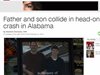 Баща и син загинаха, след като колите им се удариха челно в щата Алабама
