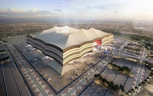 Така ще изглежда стадион "Ал Байт", на който ще бъде открито световното първенство по футбол в Катар през 2022 г. СНИМКА: QATAR2022.QA