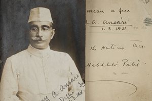 Снимка на доктор Ансари и неговото посвещение в дневника на Люба