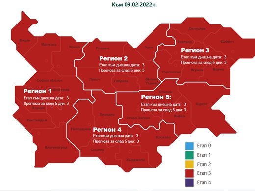 Всички региони остават в червената COVID зона