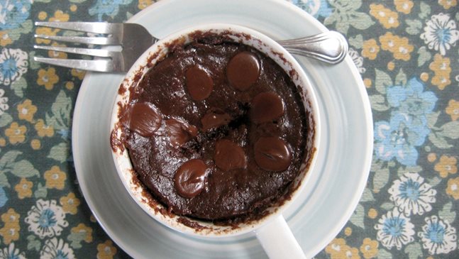 Какаово кексче в мъкровълнова фурна за 5 минути