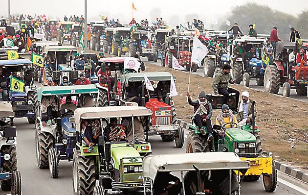 Трактори в Индия (кадър от протест)