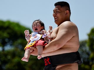 Изправят 100 ревящи бебета едно срещу друго в Япония (Снимки)