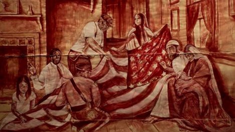 Художничка нарисува картина с кръв в знак на протест срещу Тръмп (Снимки)