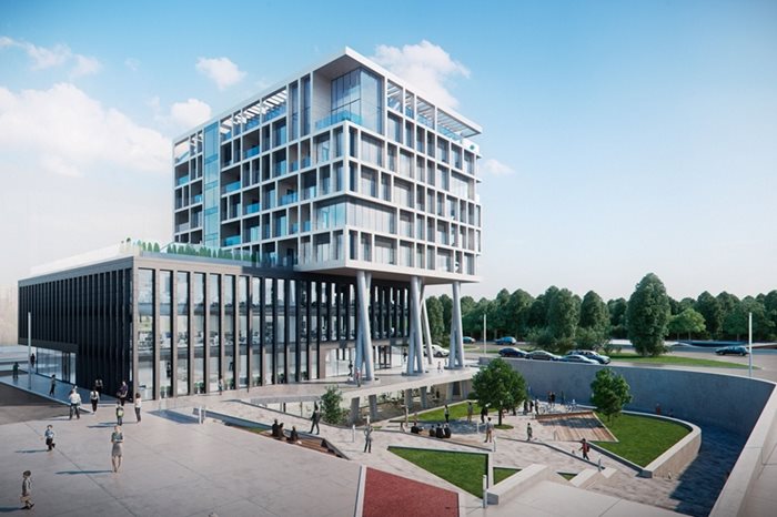 H2O building се отличава с новаторския си дизайн.