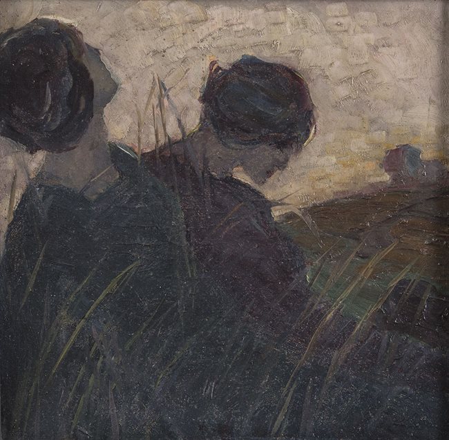 Гошка Дацов (1885 – 1917) - "Два бляна", 1914 г., маслени бои, картон, 20,5 х 21 см
