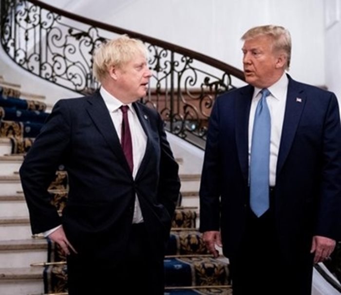 Премиерът на Великобритания Борис Джонсън и американският президент Доналд Тръмп СНИМКА: Ройтерс