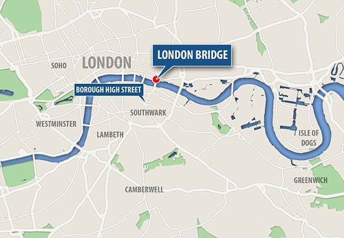 Мястото на нападението е Лондонският мост в центъра на британската столица.