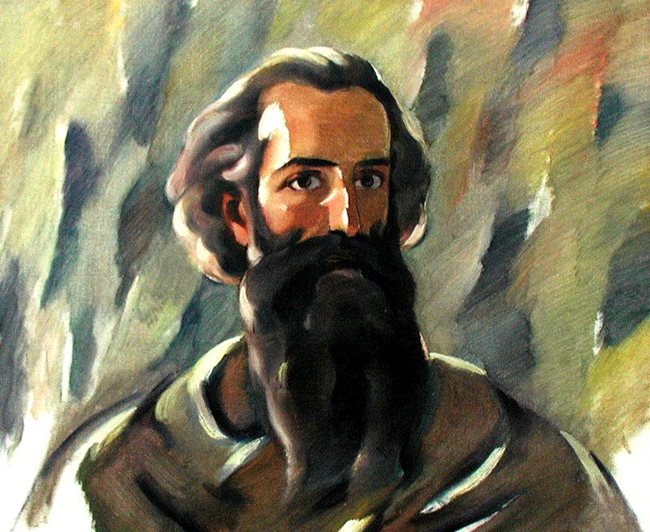 Автопортрет на Владимир Димитров-Майстора. Той се е рисувал няколко пъти, затова не се знае коя точно картина с неговия образ е повредена.