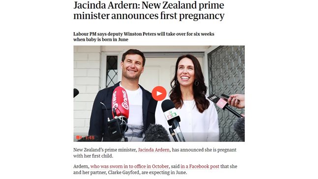 Бременната премиерка на Нова Зеландия взима само 6 седмици майчинство