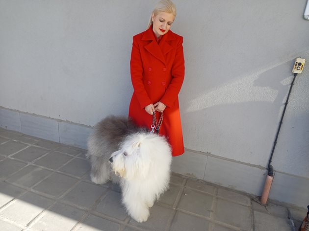 Терапевтичното куче Мон заедно със своята стопанка Велислава Костадинова.