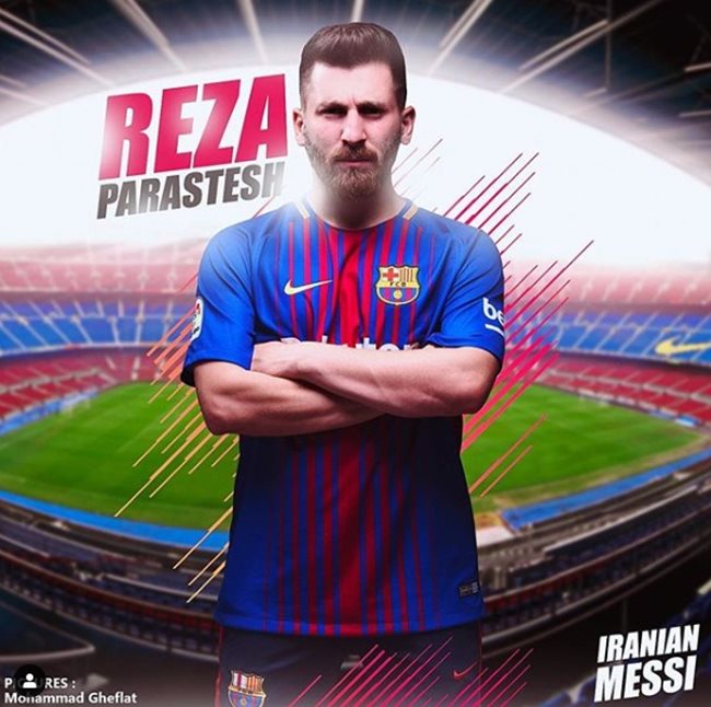 Реза Парастеш сменил прическата си и често публикува снимки с футболни екипи, за да наподобява Лео Меси.  СНИМКА: ИНСТАГРАМ ПРОФИЛ НА РЕЗА ПАРАСТЕШ