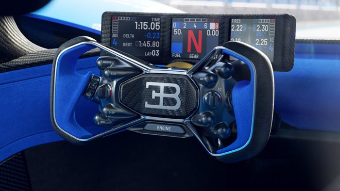 Интериорът на Bugatti Bolide. Снимки: Bugatti