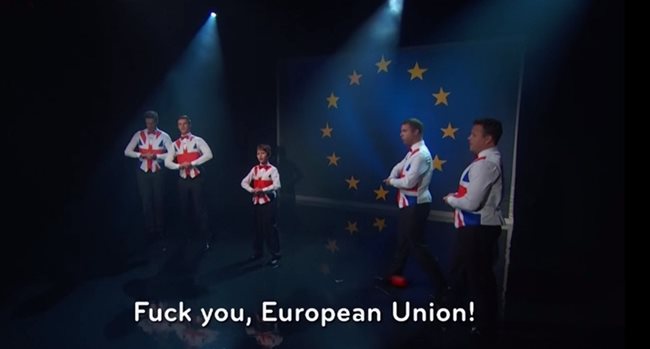 Кадър от видеото към песента “Майната ти Европейски съюз”