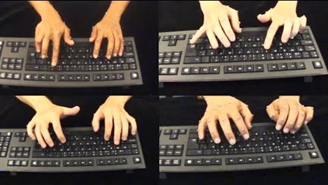 Бързината на писане на клавиатура не зависи от броя на пръстите