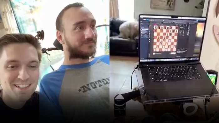 Компанията на Илон Мъск показа как 29-годишният Ноланд Арбау играе шах онлайн само с мисълта си. 
СНИМКА: АРХИВ