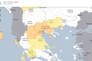Карта на Гърция от Метеоаларм