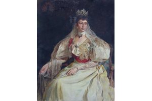 Княгиня Мария Луиза с диадемата, подарена от България, обсипана с диаманти, изумруди и рубини заради българския флаг.