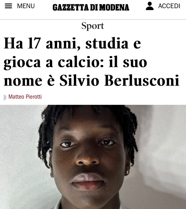 17-годишният Силвио Берлускони,
СНИМКА Факсимиле от „Гадзета ди Модена”