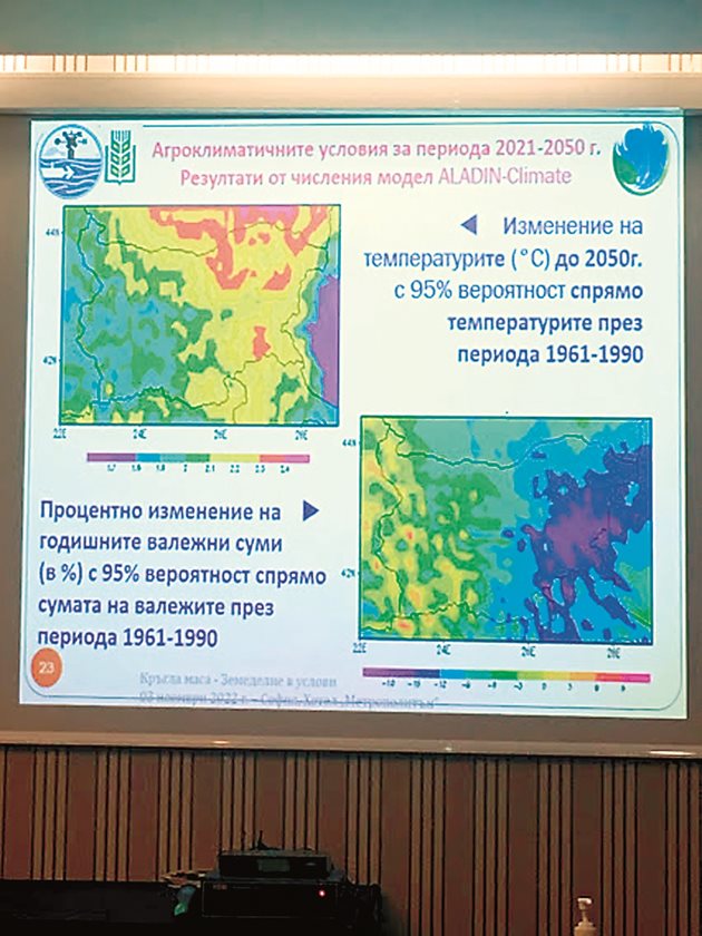 Прогнозите до 2050 г. сочат затопляне, започвайки от Североизточна България. Най-сериозно засегнати от суша ще бъде централната част на Източна България, където намалението на валежите ще бъде с до 20% по-малко от средното за периода 1961-90 г.