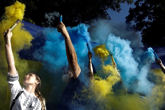 По цял свят има протести срещу нападението над Украйна.
СНИМКА: РОЙТЕРС