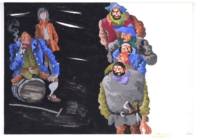 Илюстрация към романа “Островът на съкровищата” СНИМКА: Галерия "Квадрат 500"